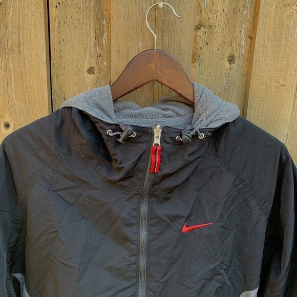 Vintage Nike Reversible Jacket Fleece Big Logo XL Gray/Black - Picture 13 of 13